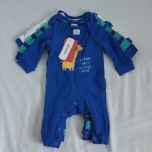Gerber Blue and Green Kids One Piece with Giraffe Design